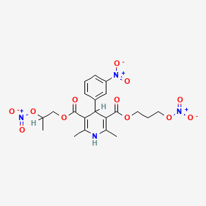 B1668756 2-(Nitrooxy)propyl 3-(nitrooxy)propyl 2,6-dimethyl-4-(3-nitrophenyl)-1,4-dihydropyridine-3,5-dicarboxylate CAS No. 88594-08-5