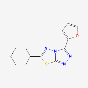molecular formula C13H14N4OS B1668765 6-Cyclohexyl-3-(furan-2-yl)-[1,2,4]triazolo[3,4-b][1,3,4]thiadiazole CAS No. 577696-37-8