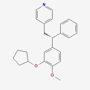 molecular formula C25H28ClNO2 B1668766 4-(2-(3-(Cyclopentyloxy)-4-methoxyphenyl)-2-phenylethyl)pyridine CAS No. 162542-90-7
