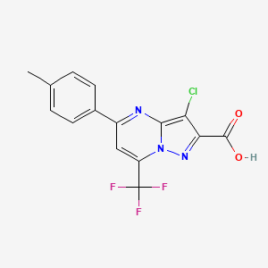 molecular formula C15H9ClF3N3O2 B1668778 3-氯-5-(4-甲基苯基)-7-(三氟甲基)吡唑并[1,5-a]嘧啶-2-羧酸 CAS No. 348148-51-6