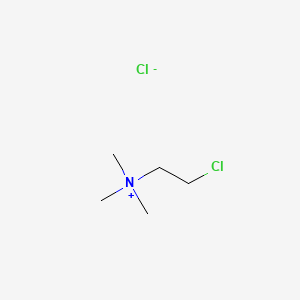 molecular formula C5H13ClN.Cl<br>(ClCH2CH2N(CH3)3)Cl<br>C5H13Cl2N<br>C5H13Cl2N B1668781 Chlormequat Chloride CAS No. 999-81-5