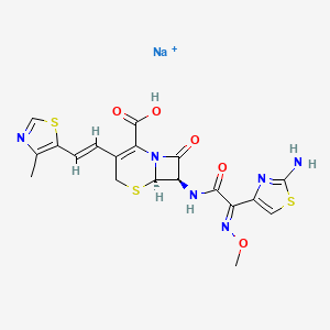 molecular formula C19H18N6NaO5S3+ B1668826 sodium (6R,7R)-7-[[(2E)-2-(2-amino-1,3-thiazol-4-yl)-2-methoxyiminoacetyl]amino]-3-[(E)-2-(4-methyl-1,3-thiazol-5-yl)ethenyl]-8-oxo-5-thia-1-azabicyclo[4.2.0]oct-2-ene-2-carboxylic acid CAS No. 104146-53-4