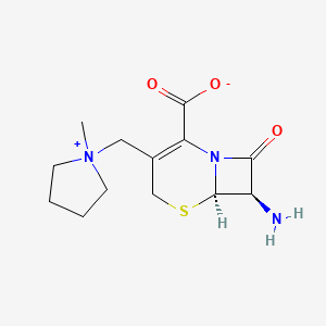 molecular formula C13H19N3O3S B1668830 (6R,7R)-7-Amino-3-((1-methylpyrrolidinio)methyl)-8-oxo-5-thia-1-azabicyclo(4.2.0)oct-2-ene-2-carboxylate CAS No. 103296-32-8