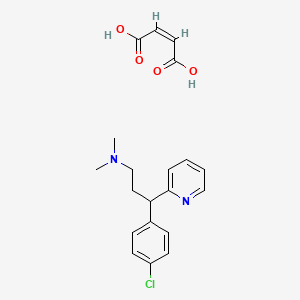 molecular formula C20H23ClN2O4 B1668844 3-(4-chlorophenyl)-N,N-dimethyl-3-pyridin-2-ylpropan-1-aminium (2Z)-3-carboxyprop-2-enoate CAS No. 113-92-8