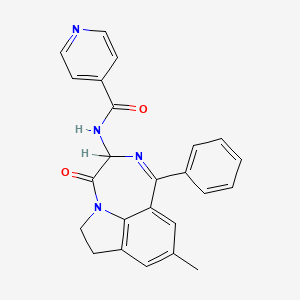 molecular formula C24H20N4O2 B1668928 4-Pyridinecarboxamide, N-(3,4,6,7-tetrahydro-9-methyl-4-oxo-1-phenylpyrrolo(3,2,1-jk)(1,4)benzodiazepin-3-yl)- CAS No. 245329-99-1
