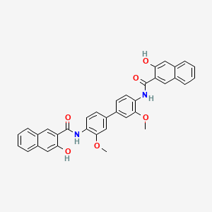 molecular formula C36H28N2O6 B1668944 2-Naphthalenecarboxamide, N,N'-(3,3'-dimethoxy[1,1'-biphenyl]-4,4'-diyl)bis[3-hydroxy- CAS No. 91-92-9