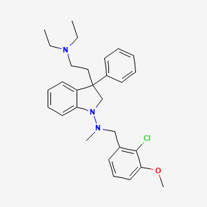 molecular formula C29H36ClN3O B1668957 1-(((2-Chloro-3-methoxyphenyl)methyl)methylamino)-N,N-diethyl-2,3-dihydro-3-phenyl-1H-indole-3-ethanamine CAS No. 47739-68-4