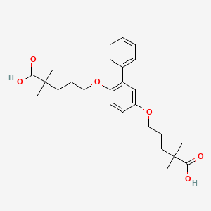 B1668960 5,5'-((1,1'-Biphenyl)-2,5-diylbis(oxy))bis(2,2-dimethylpentanoic acid) CAS No. 79520-77-7