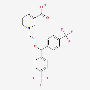 molecular formula C23H22ClF6NO3 B1668964 1-[2-[bis[4-(trifluoromethyl)phenyl]methoxy]ethyl]-3,6-dihydro-2H-pyridine-5-carboxylic acid CAS No. 110283-79-9