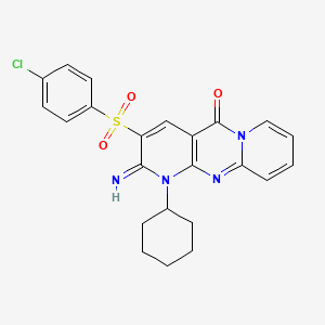 molecular formula C23H21ClN4O3S B1668989 3-[(4-chlorophenyl)sulfonyl]-1-cyclohexyl-2-imino-1,2-dihydro-5H-dipyrido[1,2-a:2',3'-d]pyrimidin-5-one CAS No. 606953-74-6