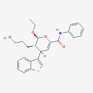 molecular formula C25H27NO4S B1668991 (2S,3S,4R)-4-(1-benzothiophen-3-yl)-2-ethoxy-3-(3-hydroxypropyl)-N-phenyl-3,4-dihydro-2H-pyran-6-carboxamide CAS No. 958941-95-2