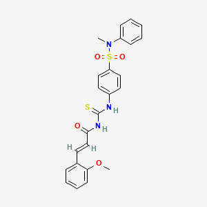 molecular formula C24H23N3O4S2 B1668992 4-[({[3-(2-methoxyphenyl)acryloyl]amino}carbothioyl)amino]-N-methyl-N-phenylbenzenesulfonamide CAS No. 1164479-69-9