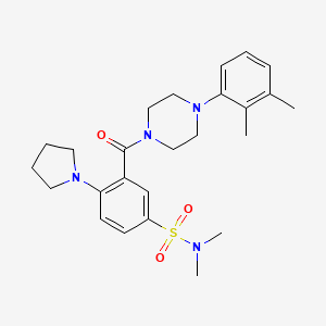 molecular formula C25H34N4O3S B1668996 3-[4-(2,3-dimethylphenyl)piperazine-1-carbonyl]-N,N-dimethyl-4-pyrrolidin-1-ylbenzenesulfonamide CAS No. 794572-10-4