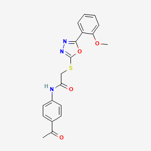molecular formula C19H17N3O4S B1669000 N-(4-acetylphenyl)-2-[[5-(2-methoxyphenyl)-1,3,4-oxadiazol-2-yl]sulfanyl]acetamide CAS No. 905490-45-1