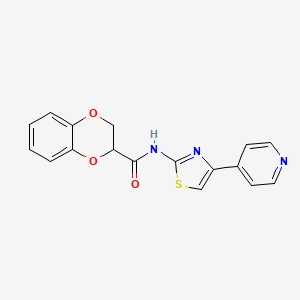 molecular formula C17H13N3O3S B1669002 N-(4-pyridin-4-yl-1,3-thiazol-2-yl)-2,3-dihydro-1,4-benzodioxine-3-carboxamide CAS No. 681173-76-2