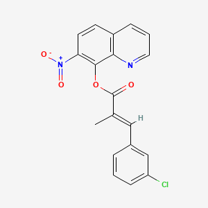 molecular formula C19H13ClN2O4 B1669053 Cinnamic acid, m-chloro-alpha-methyl-, 7-nitro-8-quinolyl ester CAS No. 29002-30-0