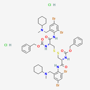 molecular formula C50H62Br4Cl2N6O6S2 B1669092 benzyl N-[(1R)-1-[[2,4-dibromo-6-[(cyclohexyl-methyl-amino)methyl]phenyl]carbamoyl]-2-[(2R)-2-[[2,4-dibromo-6-[(cyclohexyl-methyl-amino)methyl]phenyl]carbamoyl]-2-phenylmethoxycarbonylamino-ethyl]disulfanyl-ethyl]carbamate dihydrochloride CAS No. 86042-51-5
