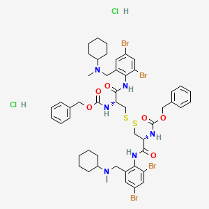 B1669092 N,N'-Bis(benzyloxycarbonyl)cystine-bis(2,4-dibromo-6-(N-cyclohexyl-N-methyl)aminomethyl)anilide dihydrochloride CAS No. 86042-51-5