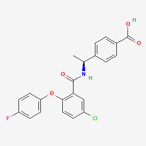 molecular formula C22H17ClFNO4 B1669117 (S)-4-(1-(5-chloro-2-(4-fluorophenoxy)benzamido)ethyl)benzoic acid CAS No. 847728-01-2