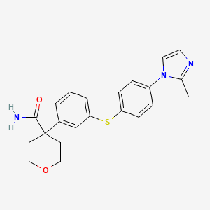B1669118 4-(3-((4-(2-Methyl-1H-imidazol-1-yl)phenyl)sulfanyl)phenyl)tetrahydro-2H-pyran-4-carboxamide CAS No. 179420-17-8