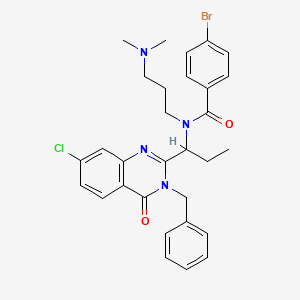 molecular formula C30H32BrClN4O2 B1669120 N-(1-(3-benzyl-7-chloro-4-oxo-3,4-dihydroquinazolin-2-yl)propyl)-4-bromo-N-(3-(dimethylamino)propyl)benzamide CAS No. 336115-72-1