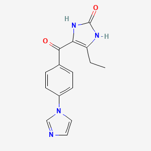 molecular formula C15H14N4O2 B1669126 4-Ethyl-5-(4-imidazol-1-ylbenzoyl)-1,3-dihydroimidazol-2-one CAS No. 101183-99-7
