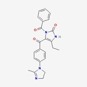 molecular formula C23H22N4O3 B1669127 2H-Imidazol-2-one, 1-benzoyl-5-(4-(4,5-dihydro-2-methyl-1H-imidazol-1-yl)benzoyl)-4-ethyl-1,3-dihydro- CAS No. 132523-92-3
