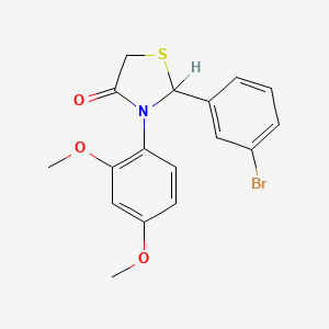 molecular formula C17H16BrNO3S B1669133 2-(3-Bromophenyl)-3-(2,4-dimethoxyphenyl)-4-thiazolidinone CAS No. 388592-44-7