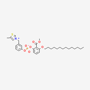 molecular formula C33H46NO7PS B1669138 (2-Methoxycarbonyl-3-tetradecoxyphenyl) [3-[(5-methyl-1,3-thiazol-3-ium-3-yl)methyl]phenyl] phosphate CAS No. 140466-18-8
