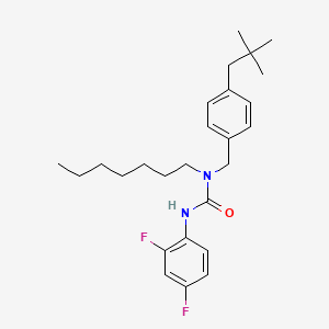 molecular formula C26H36F2N2O B1669144 Urea, N'-(2,4-difluorophenyl)-N-((4-(2,2-dimethylpropyl)phenyl)methyl)-N-heptyl- CAS No. 96224-26-9