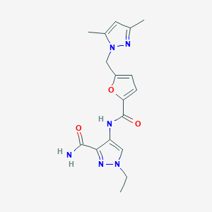 B1669162 4-[[5-[(3,5-Dimethylpyrazol-1-yl)methyl]furan-2-carbonyl]amino]-1-ethylpyrazole-3-carboxamide CAS No. 1005636-29-2
