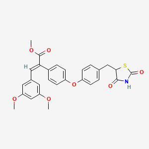 molecular formula C28H25NO7S B1669258 3-(3,5-Dimethoxyphenyl)-2-(4-(4-(2,4-dioxothiazolidin-5-ylmethyl)-phenoxy)-phenyl)-acrylic acid methyl ester CAS No. 249886-47-3
