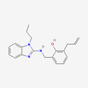 molecular formula C20H23N3O B1669260 2-allyl-6-(((1-propyl-1H-benzo[d]imidazol-2-yl)amino)methyl)phenol CAS No. 692269-09-3