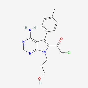 molecular formula C18H19ClN4O2 B1669267 1-(4-Amino-7-(3-hydroxypropyl)-5-(p-tolyl)-7h-pyrrolo[2,3-d]pyrimidin-6-yl)-2-chloroethanone CAS No. 821794-90-5