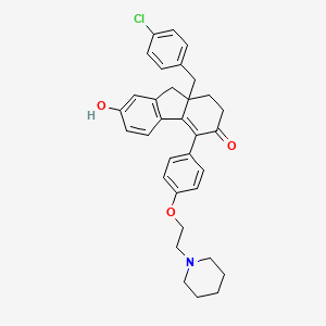 molecular formula C33H34ClNO3 B1669269 9a-(4-Chlorobenzyl)-7-hydroxy-4-(4-(2-(piperidin-1-yl)ethoxy)phenyl)-9,9a-dihydro-1H-fluoren-3(2H)-one CAS No. 851107-28-3