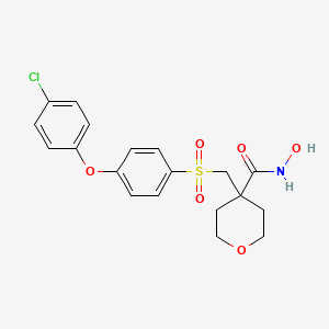 molecular formula C19H20ClNO6S B1669313 4-[4-(4-Chloro-phenoxy)-benzenesulfonylmethyl]-tetrahydro-pyran-4-carboxylic acid hydroxyamide CAS No. 193022-04-7