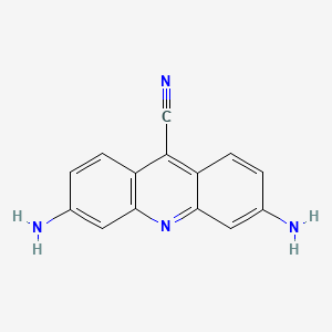 molecular formula C14H10N4 B1669315 3,6-Diaminoacridine-9-carbonitrile CAS No. 501935-96-2
