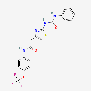 molecular formula C19H15F3N4O3S B1669316 2-(2-(3-phenylureido)thiazol-4-yl)-N-(4-(trifluoromethoxy)phenyl)acetamide CAS No. 946249-82-7