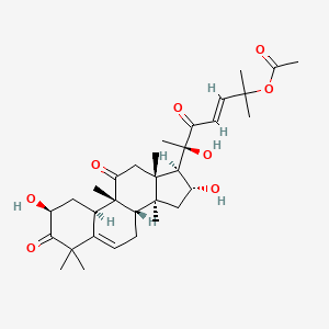 molecular formula C32H46O8 B1669327 [(E)-5-(2,16-dihydroxy-4,4,9,13,14-pentamethyl-3,11-dioxo-2,7,8,10,12,15,16,17-octahydro-1H-cyclopenta[a]phenanthren-17-yl)-5-hydroxy-1,1-dimethyl-4-oxo-hex-2-enyl] acetate CAS No. 6199-67-3