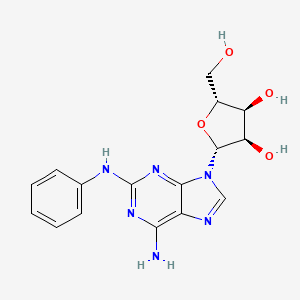 molecular formula C16H18N6O4 B1669347 2-[6-amino-2-(phenylamino)-9H-purin-9-yl]-5-(hydroxymethyl)oxolane-3,4-diol CAS No. 53296-10-9
