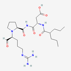 B1669350 (3S)-4-[[(2S)-1-[(2S)-5-(diaminomethylideneamino)-1-oxopentan-2-yl]pyrrolidine-2-carbonyl]amino]-4-oxo-3-(2-propylpentanoylamino)butanoic acid CAS No. 151275-15-9