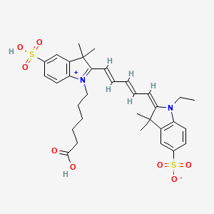 B1669371 3H-Indolium, 2-[5-[1-(5-carboxypentyl)-1,3-dihydro-3,3-dimethyl-5-sulfo-2H-indol-2-ylidene]-1,3-pentadien-1-yl]-1-ethyl-3,3-dimethyl-5-sulfo-, inner salt CAS No. 146368-11-8