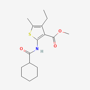 molecular formula C16H23NO3S B1669435 Methyl 2-(cyclohexanecarbonylamino)-4-ethyl-5-methylthiophene-3-carboxylate CAS No. 550310-04-8