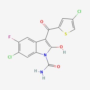 B1669460 1H-Indole-1-carboxamide, 6-chloro-3-((4-chloro-2-thienyl)carbonyl)-5-fluoro-2,3-dihydro-2-oxo- CAS No. 172618-05-2