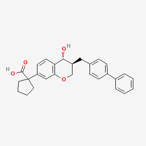 1-(3-(4-Phenylbenzyl)-4-hydroxychroman-7-yl)cyclopentane-1-carboxylic acid