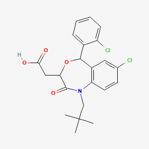 molecular formula C22H23Cl2NO4 B1669480 2-[7-Chloro-5-(2-chlorophenyl)-1-(2,2-dimethylpropyl)-2-oxo-1,2,3,5-tetrahydro-4,1-benzoxazepin-3-yl]acetic acid 