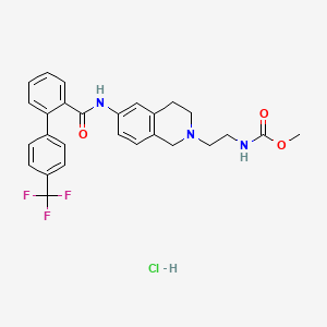 Carbamic acid, (2-(3,4-dihydro-6-(((4'-(trifluoromethyl)(1,1'-biphenyl)-2-yl)carbonyl)amino)-2(1H)-isoquinolinyl)ethyl)-, methyl ester, monohydrochloride