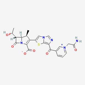 Pyridinium, 1-(2-amino-2-oxoethyl)-3-((2-((4S,5R,6S)-2-carboxy-6-((1R)-1-hydroxyethyl)-4-methyl-7-oxo-1-azabicyclo(3.2.0)hept-2-en-3-yl)imidazo(5,1-b)thiazol-7-yl)carbonyl)-, inner salt