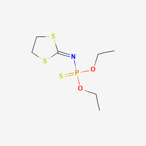 molecular formula C7H14NO2PS3 B1669535 Phosphoramidothioic acid, 1,3-dithiolan-2-ylidene-, O,O-diethyl ester CAS No. 333-29-9