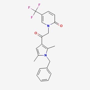 molecular formula C21H19F3N2O2 B1669538 1-[2-(1-Benzyl-2,5-dimethylpyrrol-3-yl)-2-oxoethyl]-5-(trifluoromethyl)pyridin-2-one CAS No. 870762-83-7